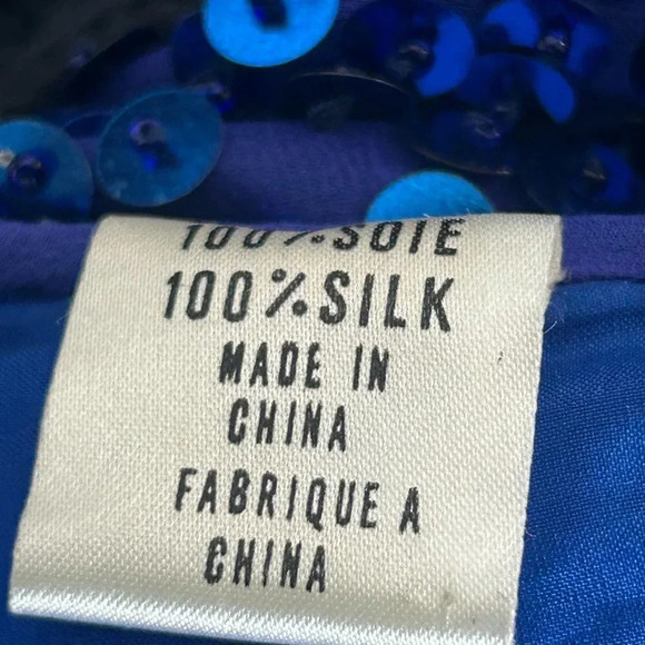 Marquis by Randall Cosco 100% Silk Royal Blue Sequins Beaded Flame Hem Outfit - Picture 2 of 12